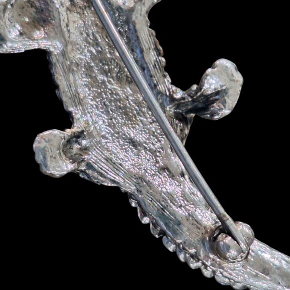 Crystal Gator Croc Brooch Lizard Salamander Gecko Chameleon Alligator Lapel Pin - Picture 6 of 15